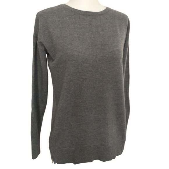 Talbots Merino Wool Sweater S Zipper Details Gray Academia Old Money Luxury - Picture 2 of 16